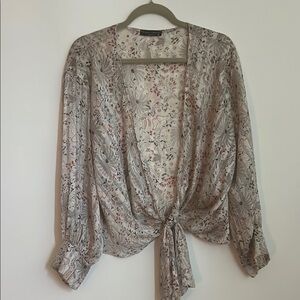 Final Touch Gold Relaxed Tie-Front Blouse